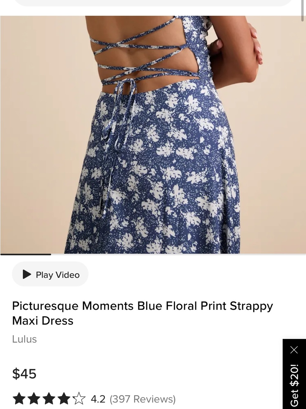 Lulus Blue Floral Print Strappy Maxi Dress